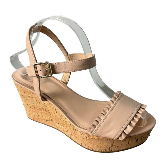 KATE SPADE NY Tomas NEW Leather Platform Wedge Sandal Strappy Nude Womens Sz 10M - Picture 5 of 13